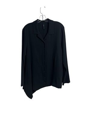 Porto San Francisco Black Asymmetrical Hem Black Button Up Shirt Size 3